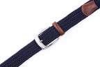 Stretch Woven Belt – Elastic Casual Belt with Leather Trim
