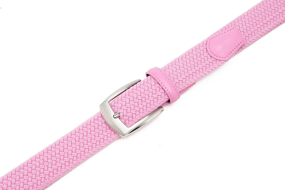 Stretch Woven Belt – Elastic Casual Belt with Leather Trim