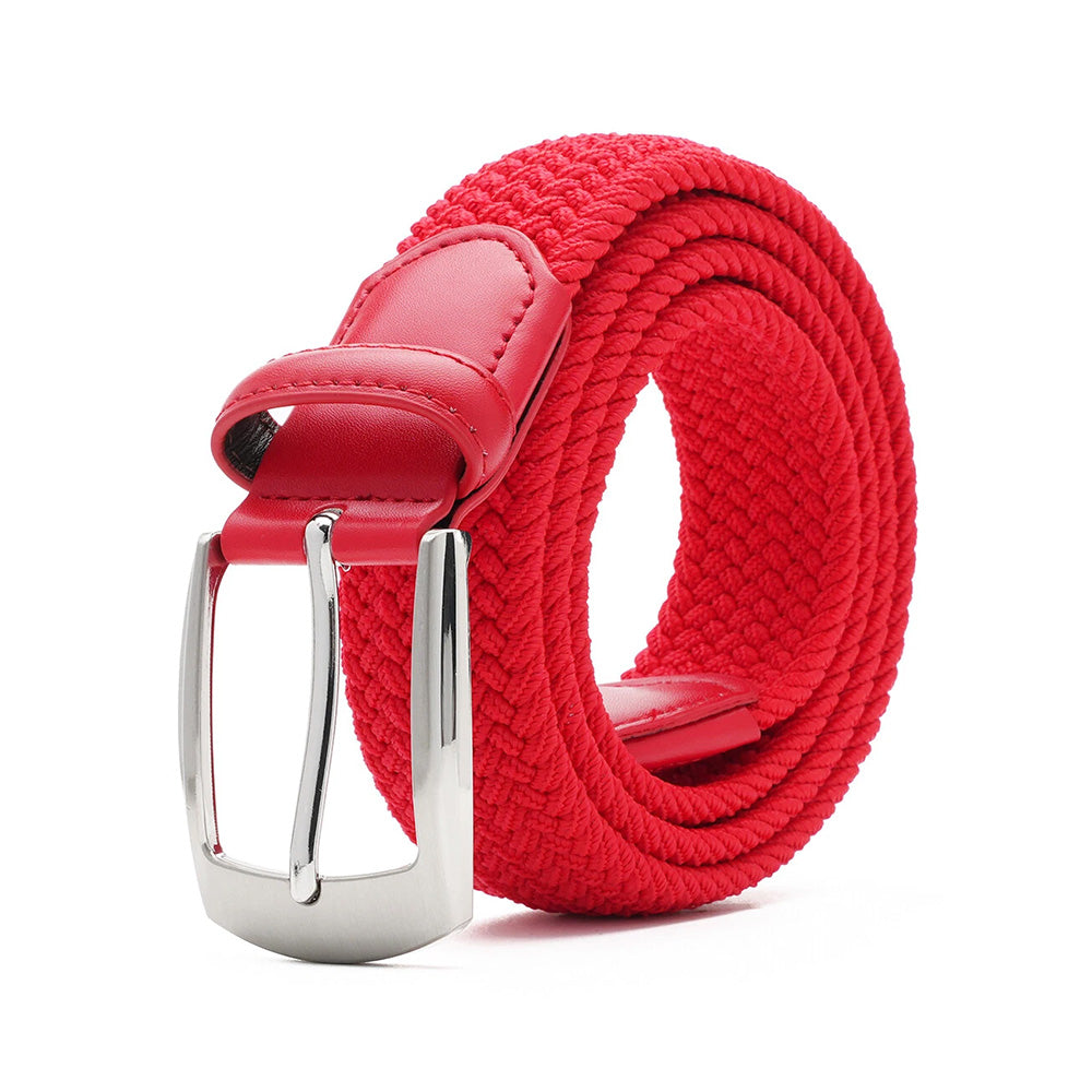 Stretch Woven Belt – Elastic Casual Belt with Leather Trim