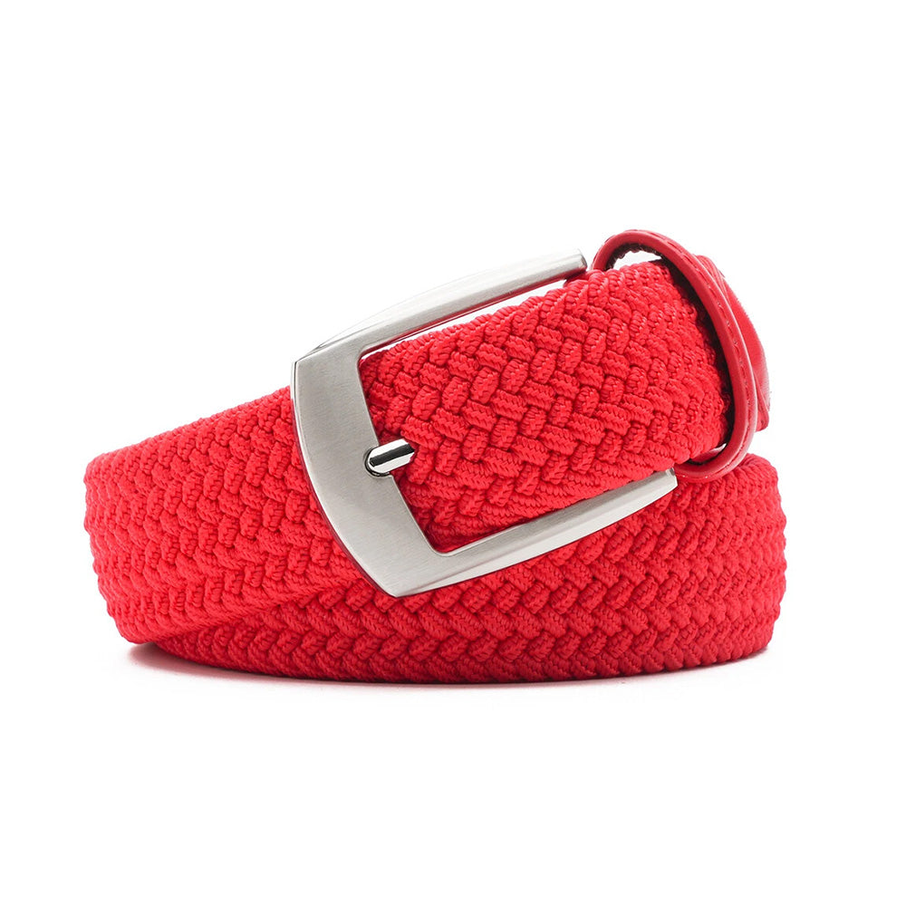 Stretch Woven Belt – Elastic Casual Belt with Leather Trim