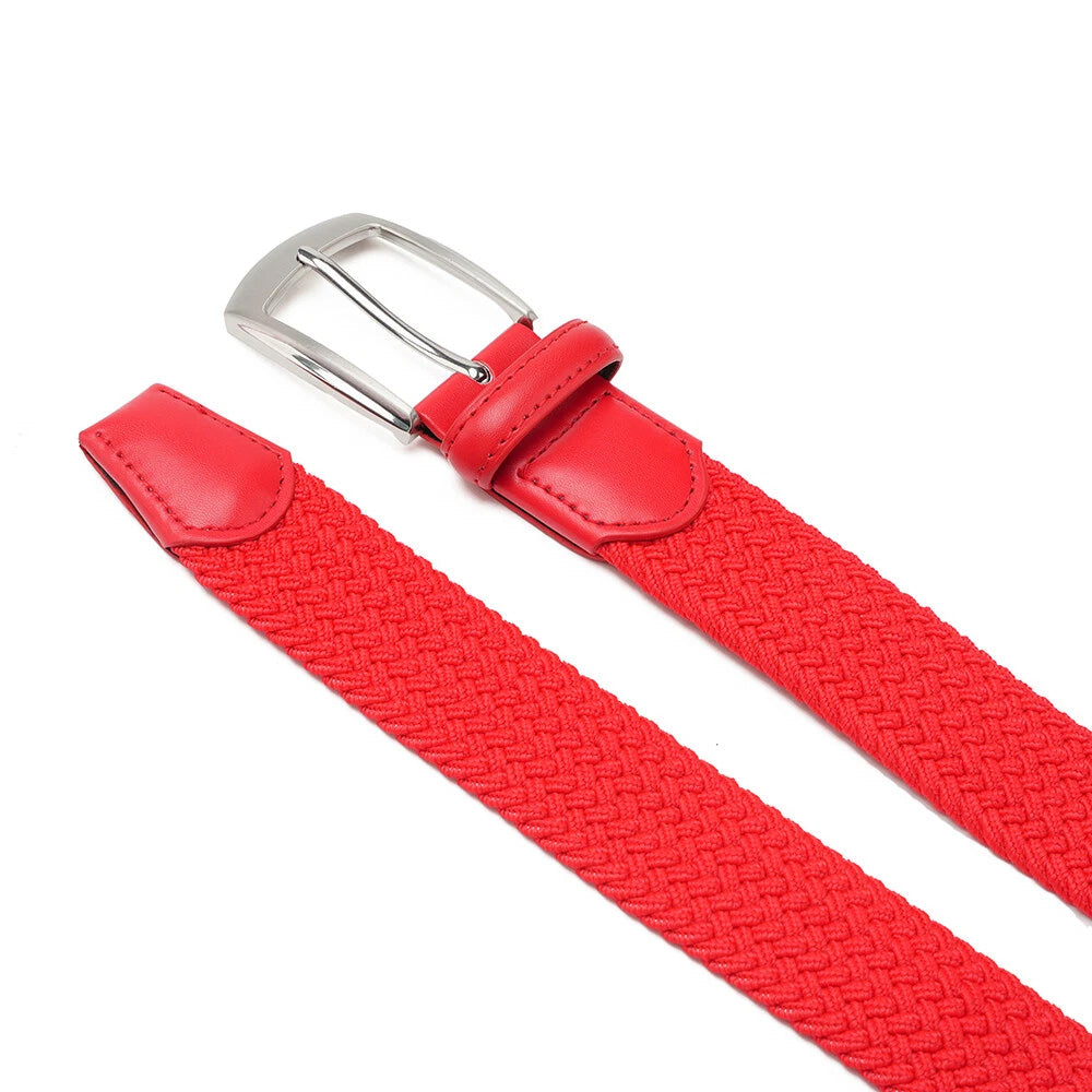 Stretch Woven Belt – Elastic Casual Belt with Leather Trim
