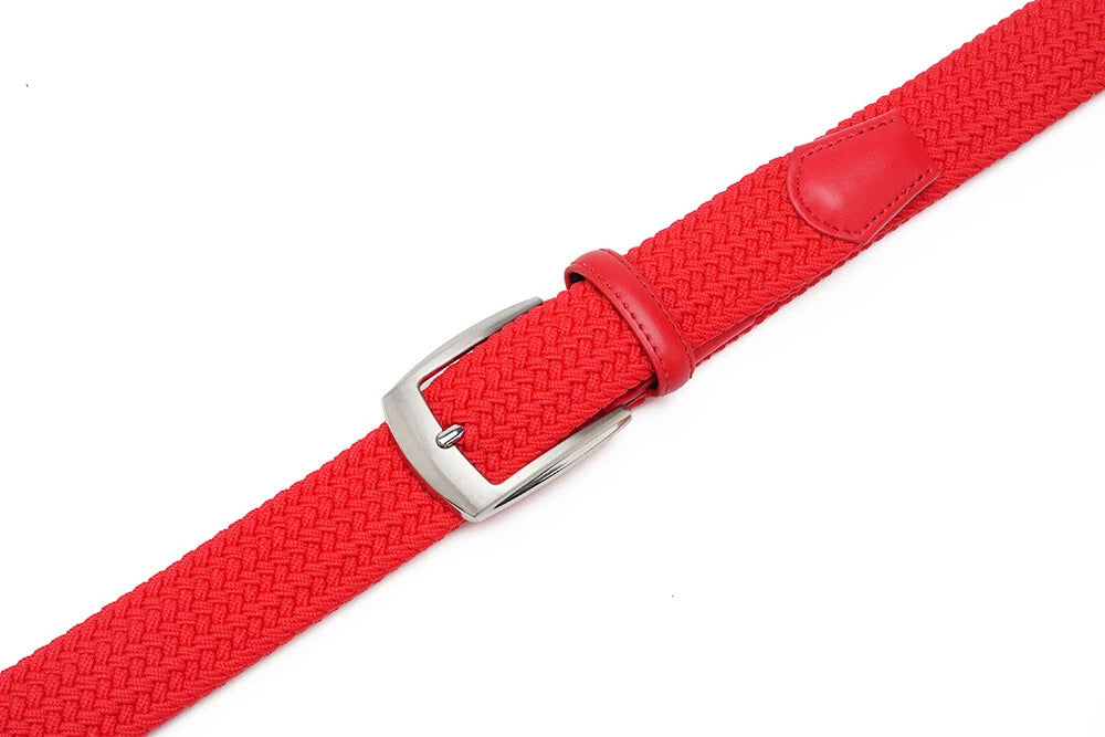 Stretch Woven Belt – Elastic Casual Belt with Leather Trim