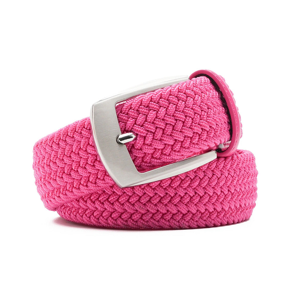 Stretch Woven Belt – Elastic Casual Belt with Leather Trim