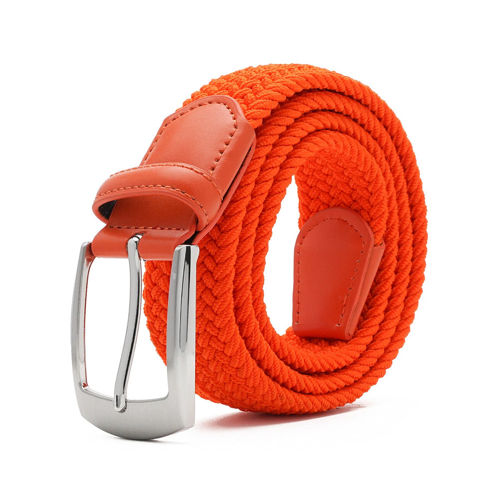 Stretch Woven Belt – Elastic Casual Belt with Leather Trim