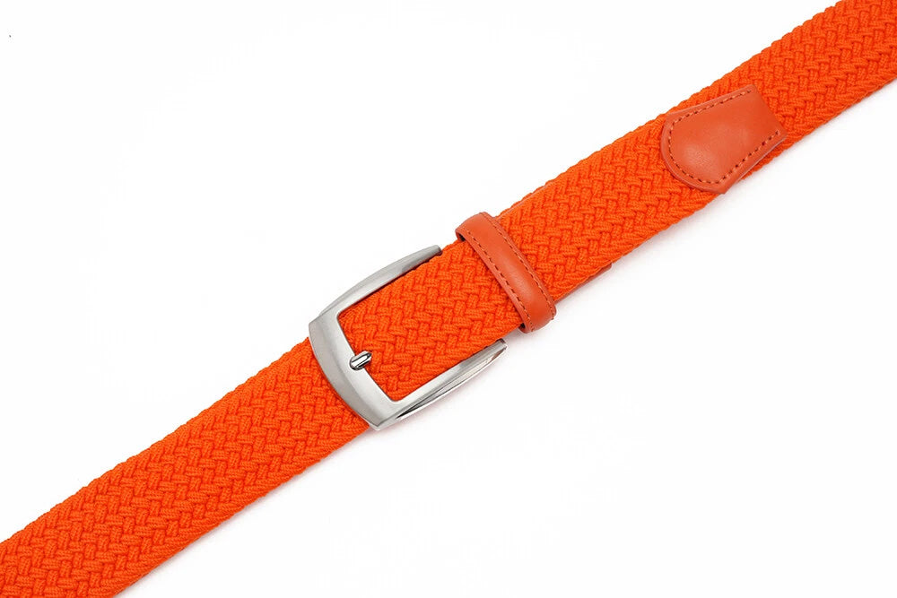 Stretch Woven Belt – Elastic Casual Belt with Leather Trim