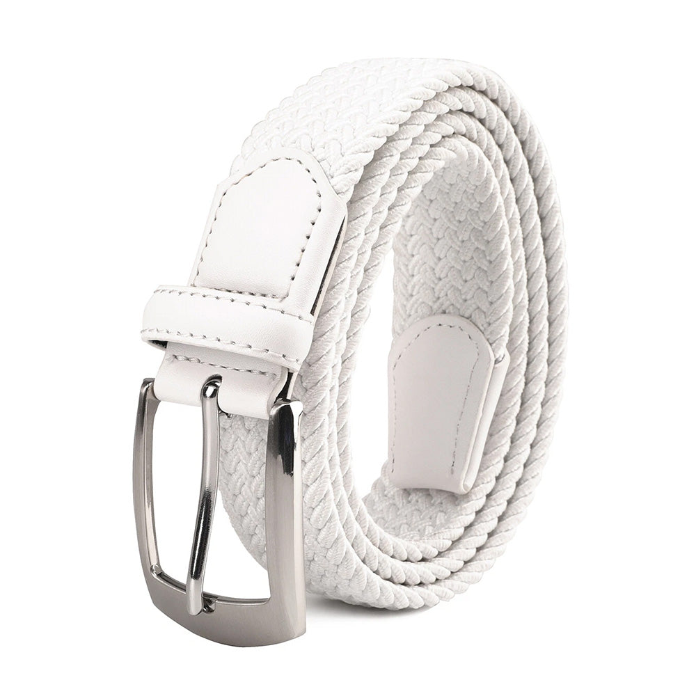Stretch Woven Belt – Elastic Casual Belt with Leather Trim