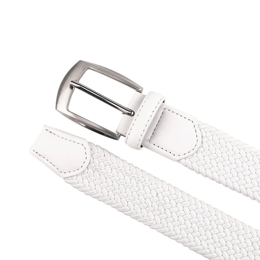 Stretch Woven Belt – Elastic Casual Belt with Leather Trim