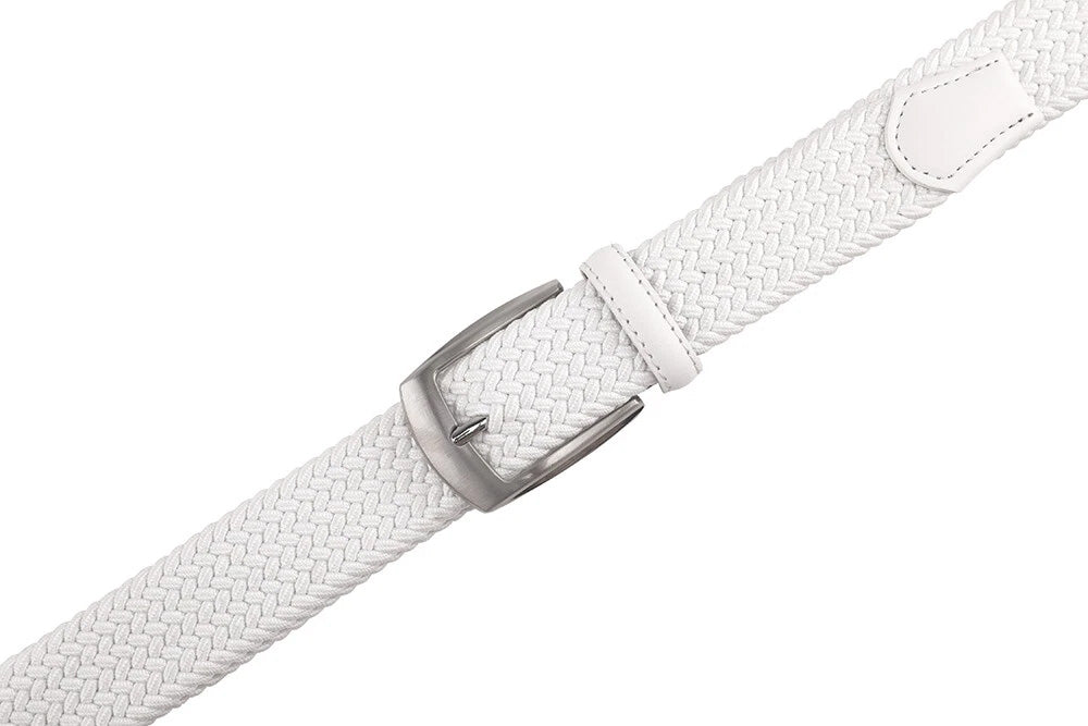 Stretch Woven Belt – Elastic Casual Belt with Leather Trim
