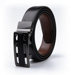 Reversible No-Ratchet Auto-Lock Buckle Business Leather Belt for Men