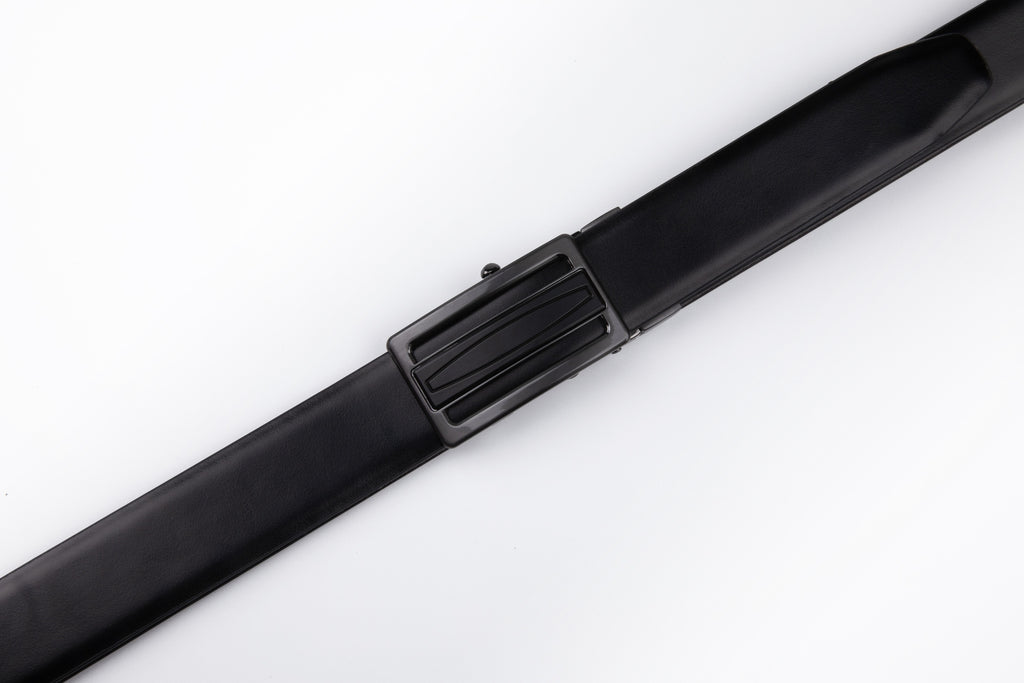 Reversible No-Ratchet Auto-Lock Buckle Business Leather Belt for Men