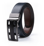 Reversible No-Ratchet Auto-Lock Buckle Business Leather Belt for Men