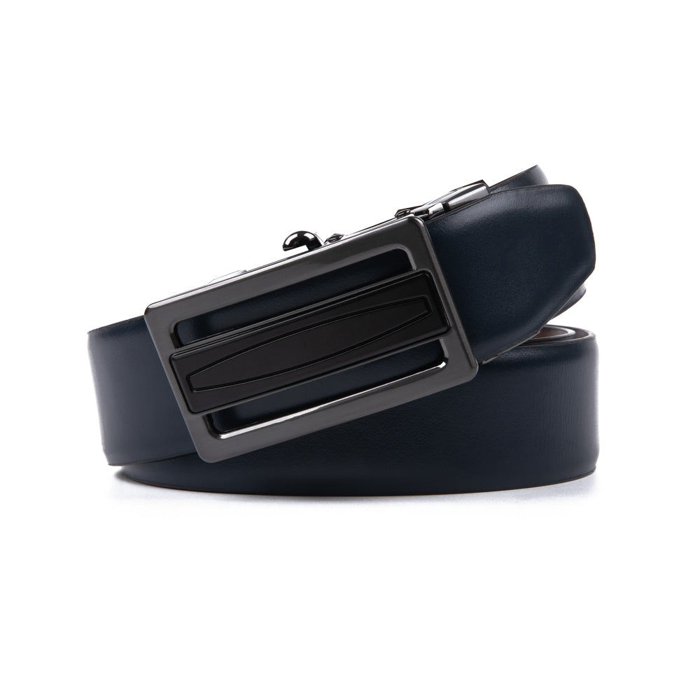 Reversible No-Ratchet Auto-Lock Buckle Business Leather Belt for Men