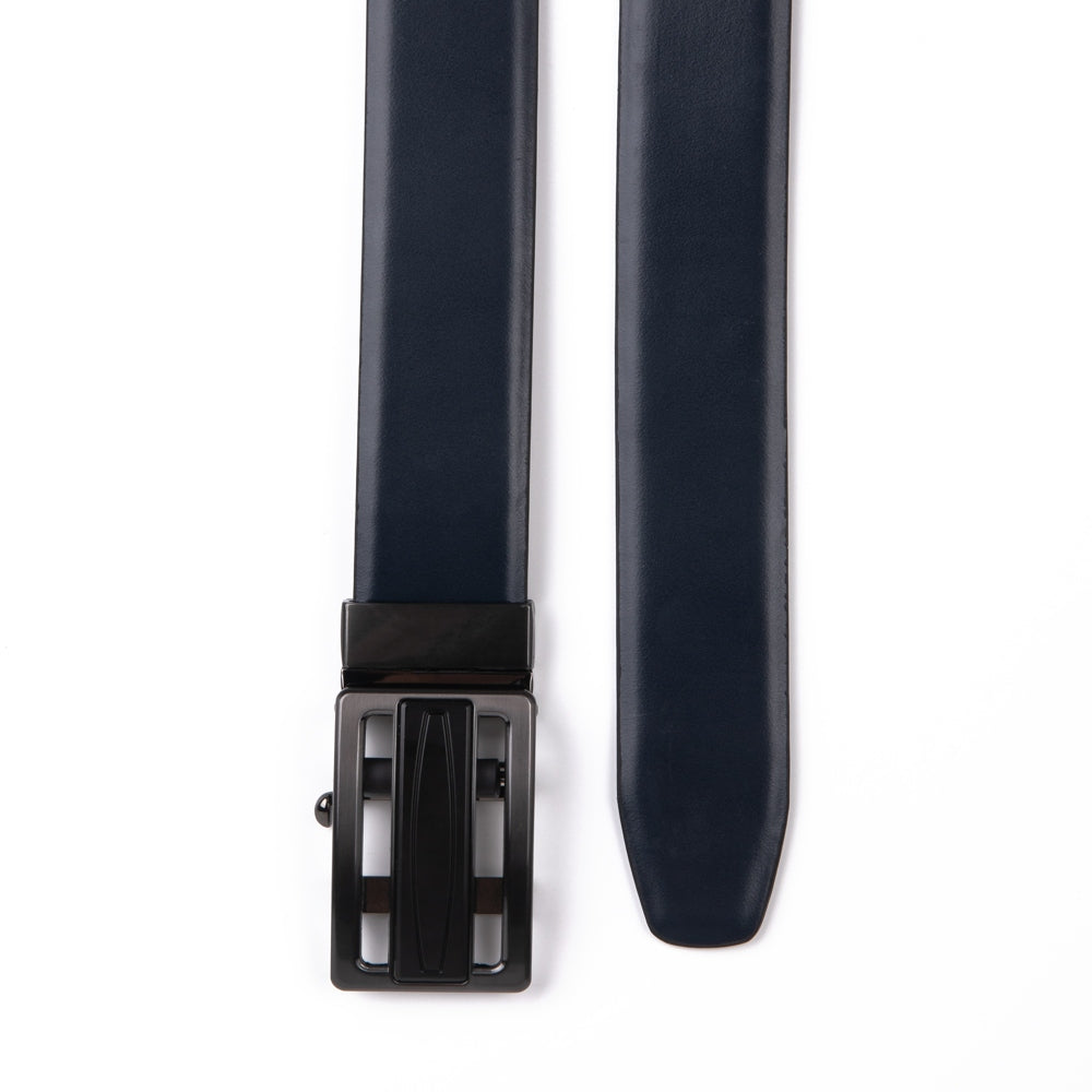 Reversible No-Ratchet Auto-Lock Buckle Business Leather Belt for Men