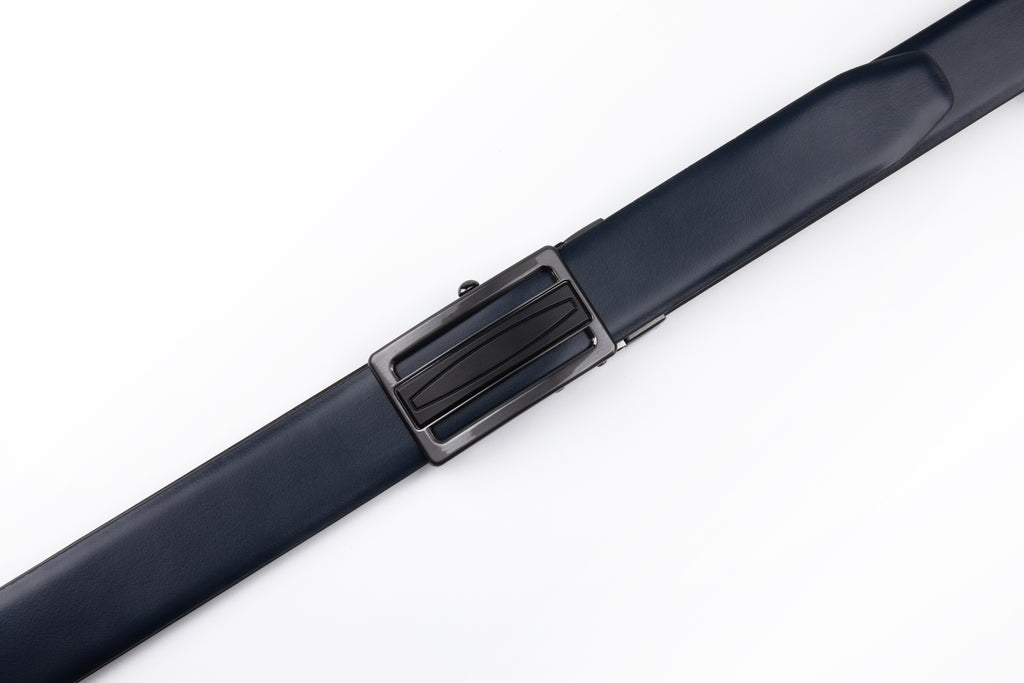 Reversible No-Ratchet Auto-Lock Buckle Business Leather Belt for Men