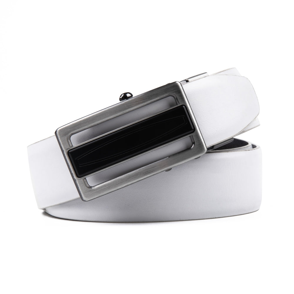 Reversible No-Ratchet Auto-Lock Buckle Business Leather Belt for Men