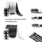 Reversible No-Ratchet Auto-Lock Buckle Business Leather Belt for Men