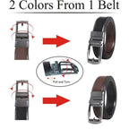 Reversible Gradient Edge No-Tooth Auto-Lock Buckle Men's Belt