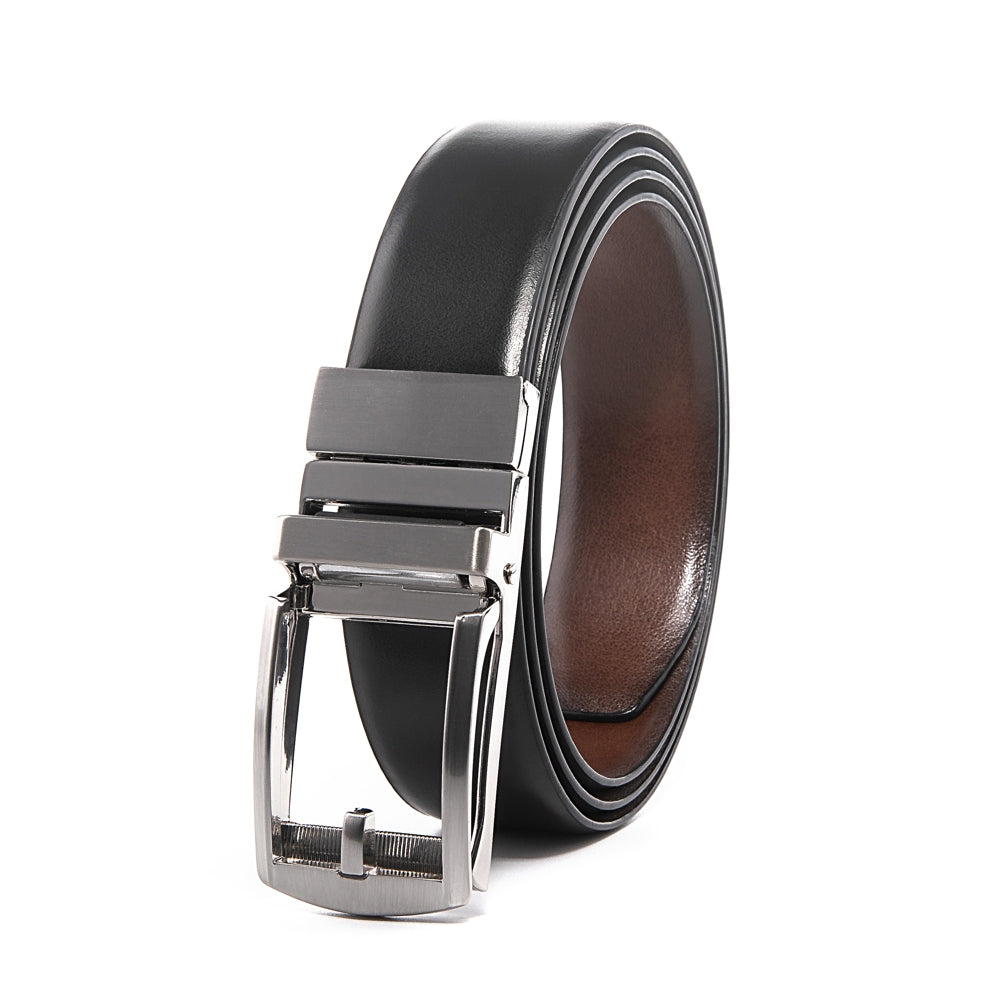 Reversible Gradient Edge No-Tooth Auto-Lock Buckle Men's Belt