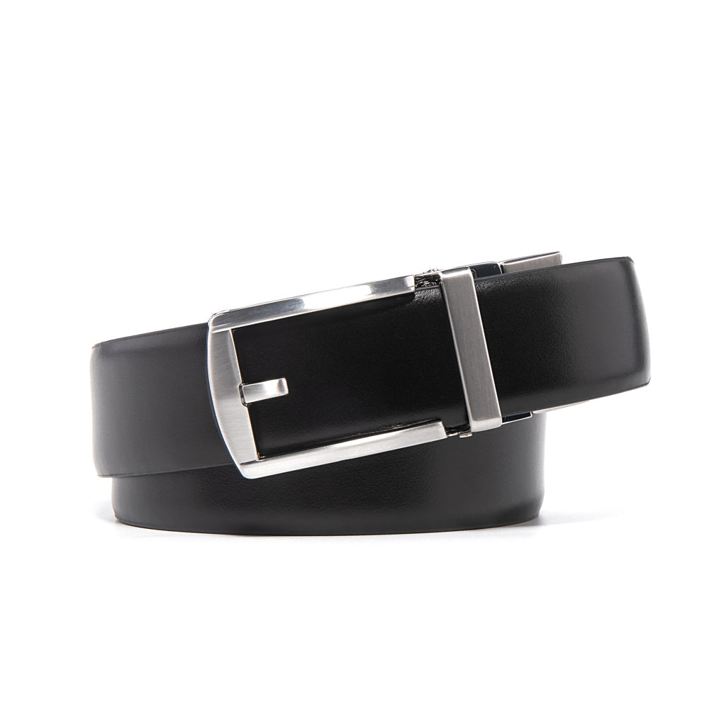 Reversible Gradient Edge No-Tooth Auto-Lock Buckle Men's Belt