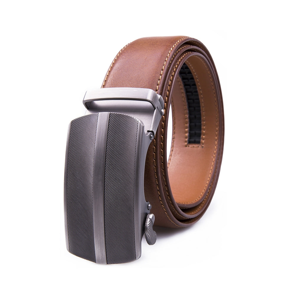 Men's Ratchet Leather Belt – Automatic Buckle Business Casual Belt
