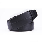 Crocodile Texture Matte Ratchet Buckle Business Belt for Men
