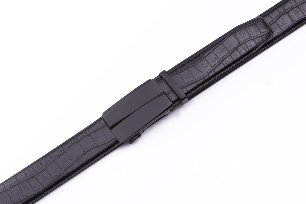 Crocodile Texture Matte Ratchet Buckle Business Belt for Men