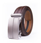 Crocodile Texture Matte Ratchet Buckle Business Belt for Men