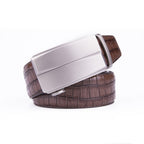 Crocodile Texture Matte Ratchet Buckle Business Belt for Men