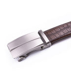 Crocodile Texture Matte Ratchet Buckle Business Belt for Men