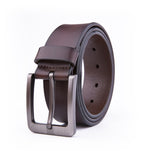 Men's Leather Belt – Stitchless Casual Belt with Brushed Gray Buckle