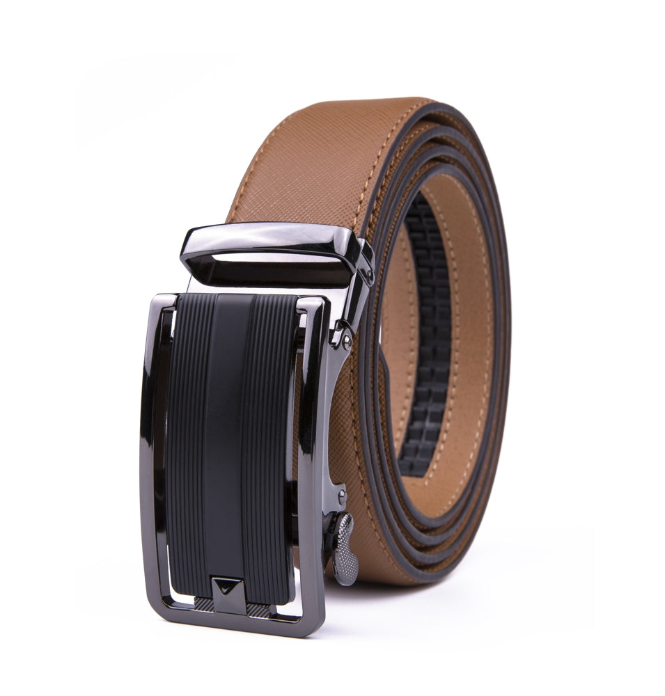 Minimalist Textured Ratchet Buckle Business Belt for Men