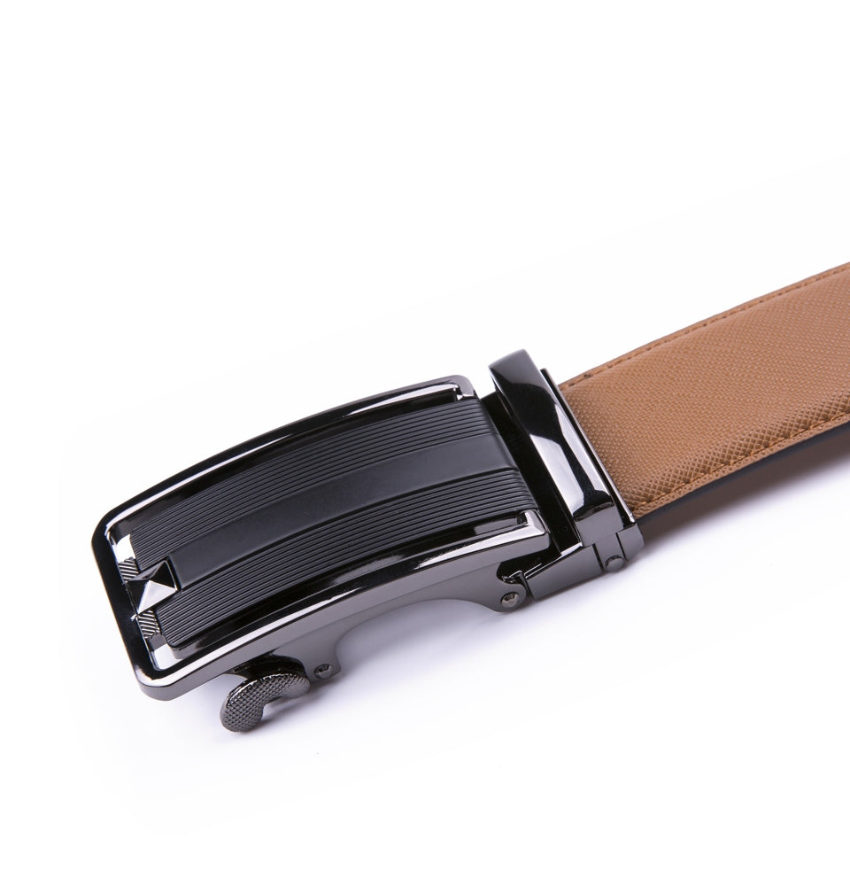 Minimalist Textured Ratchet Buckle Business Belt for Men