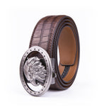 Eagle Head Embossed Crocodile Texture Ratchet Buckle Men's Belt