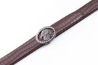 Eagle Head Embossed Crocodile Texture Ratchet Buckle Men's Belt