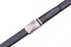 Geometric Cut Brushed Ratchet Buckle Crocodile Texture Men's Belt