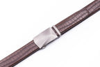 Geometric Cut Brushed Ratchet Buckle Crocodile Texture Men's Belt