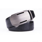 Sports Car Style Crocodile Texture Ratchet Buckle Men's Belt