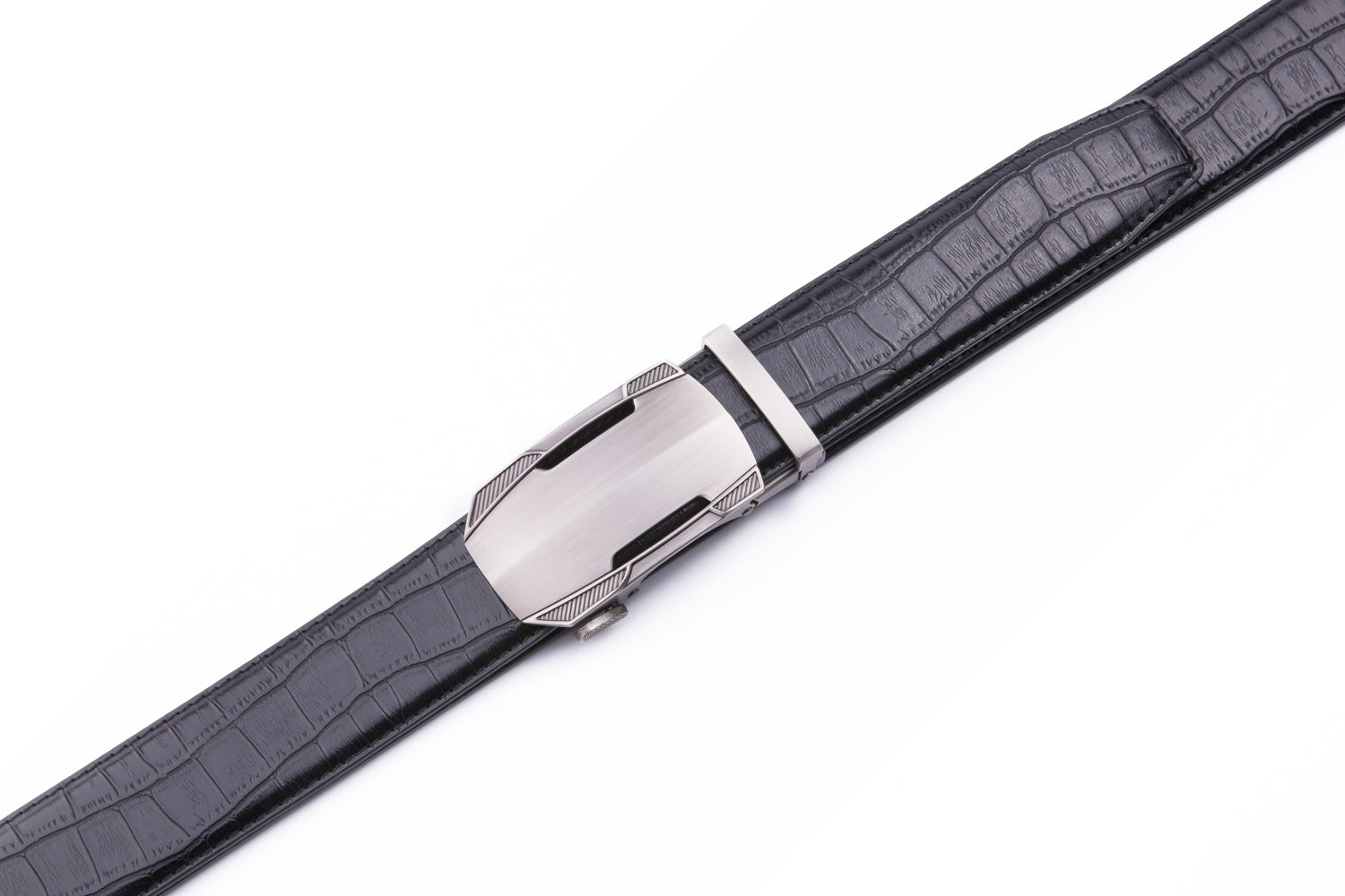 Sports Car Style Crocodile Texture Ratchet Buckle Men's Belt