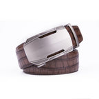 Sports Car Style Crocodile Texture Ratchet Buckle Men's Belt