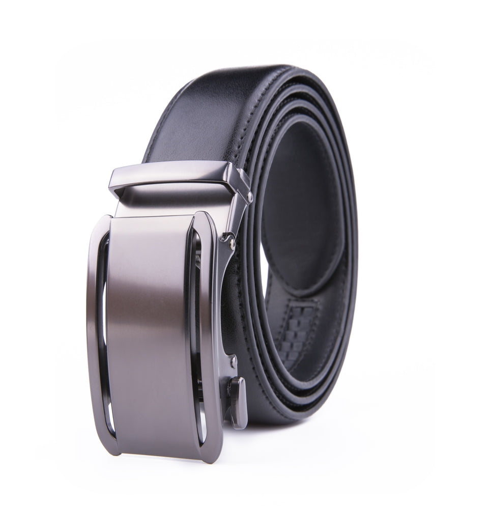 Minimalist Mirror Finish Ratchet Buckle Business Leather Belt for Men