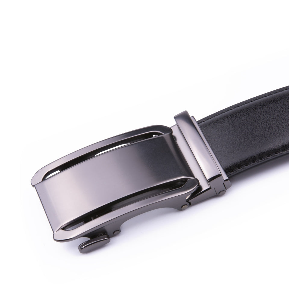 Minimalist Mirror Finish Ratchet Buckle Business Leather Belt for Men