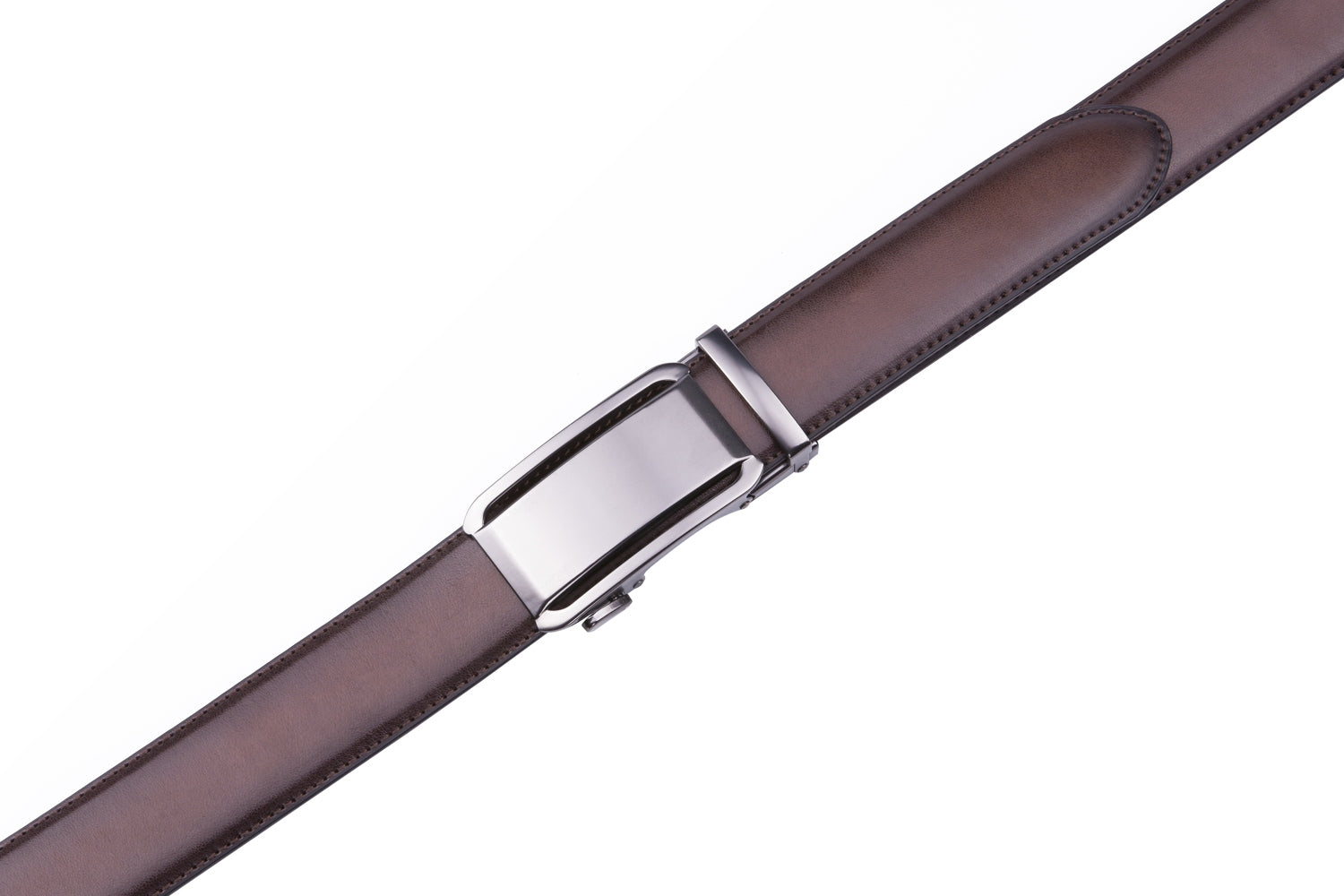 Minimalist Mirror Finish Ratchet Buckle Business Leather Belt for Men