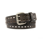 Vintage Distressed Double Prong Top Grain Leather Men's Belt