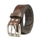 Vintage Distressed Double Prong Top Grain Leather Men's Belt