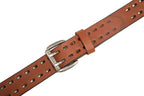 Vintage Distressed Double Prong Top Grain Leather Men's Belt