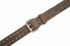 Vintage Distressed Double Prong Top Grain Leather Men's Belt