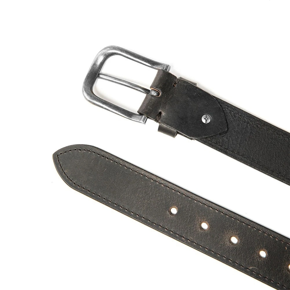 Vintage Distressed Single Pin Top Grain Leather Men's Belt