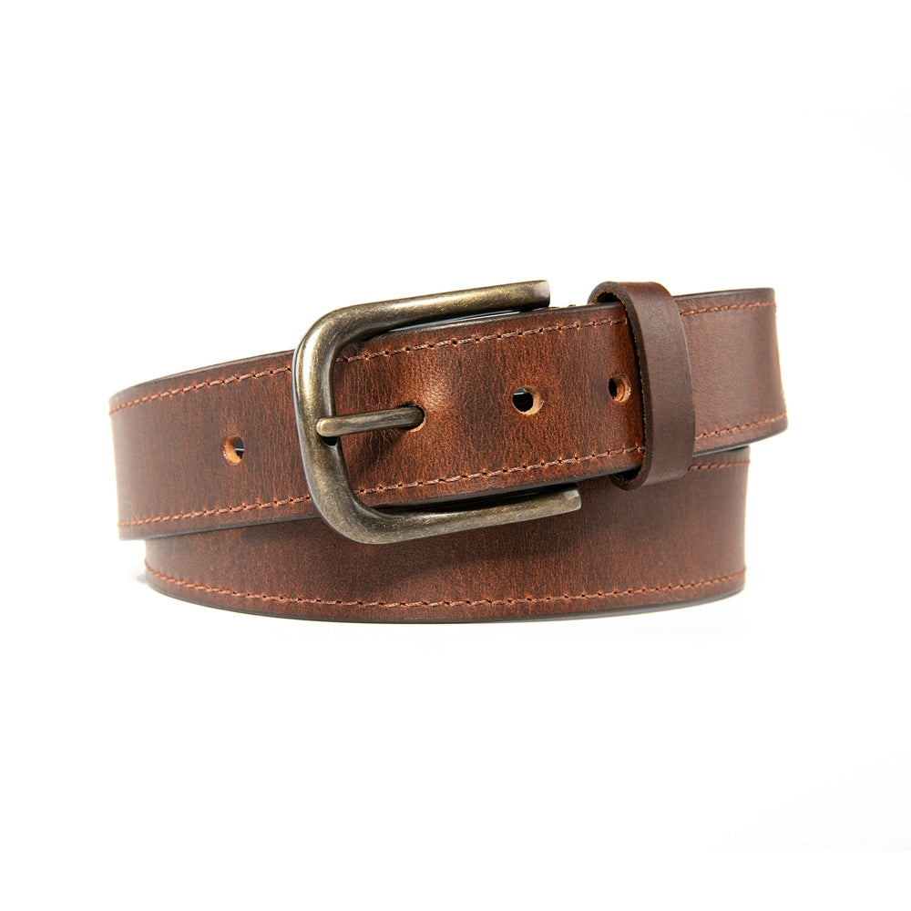 Vintage Distressed Single Pin Top Grain Leather Men's Belt
