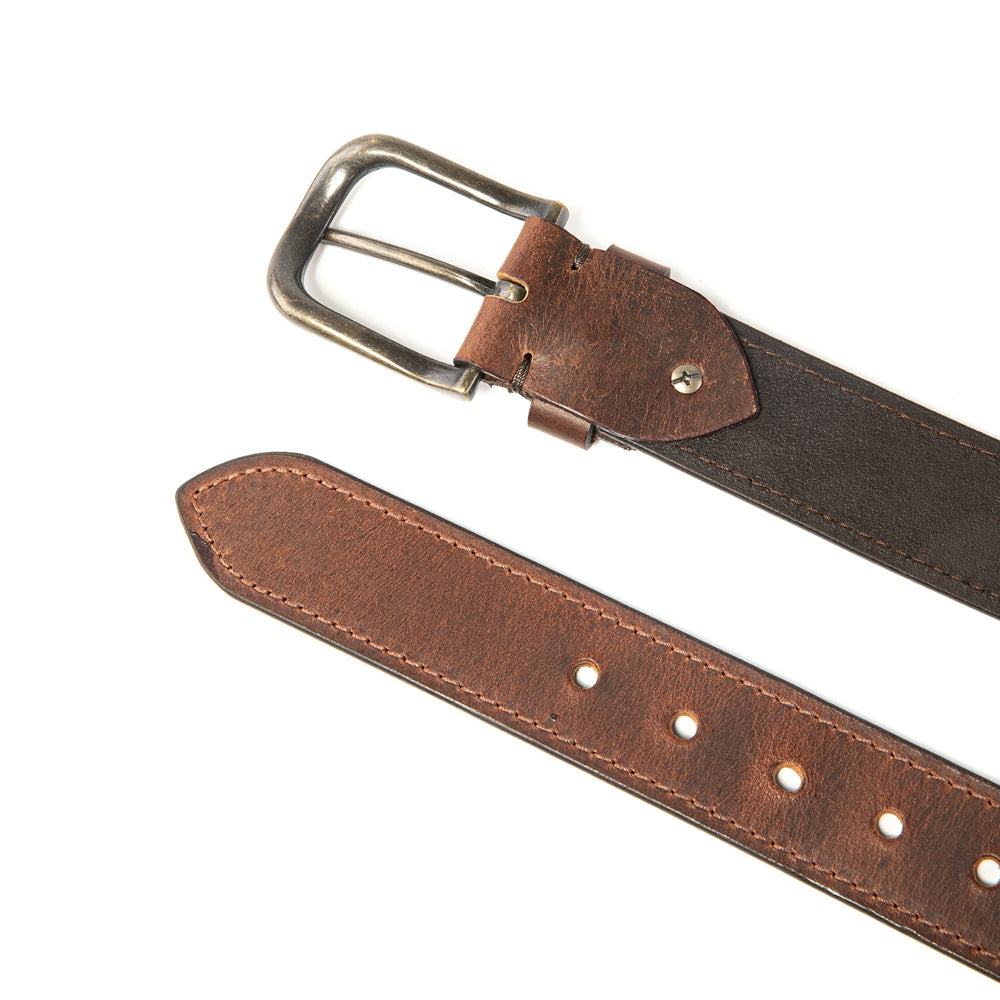 Vintage Distressed Single Pin Top Grain Leather Men's Belt