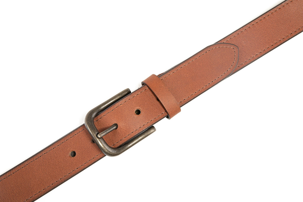 Vintage Distressed Single Pin Top Grain Leather Men's Belt